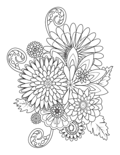 Flower Doodle For Adults Kids Coloring Pages Pdf, Free Vectors File